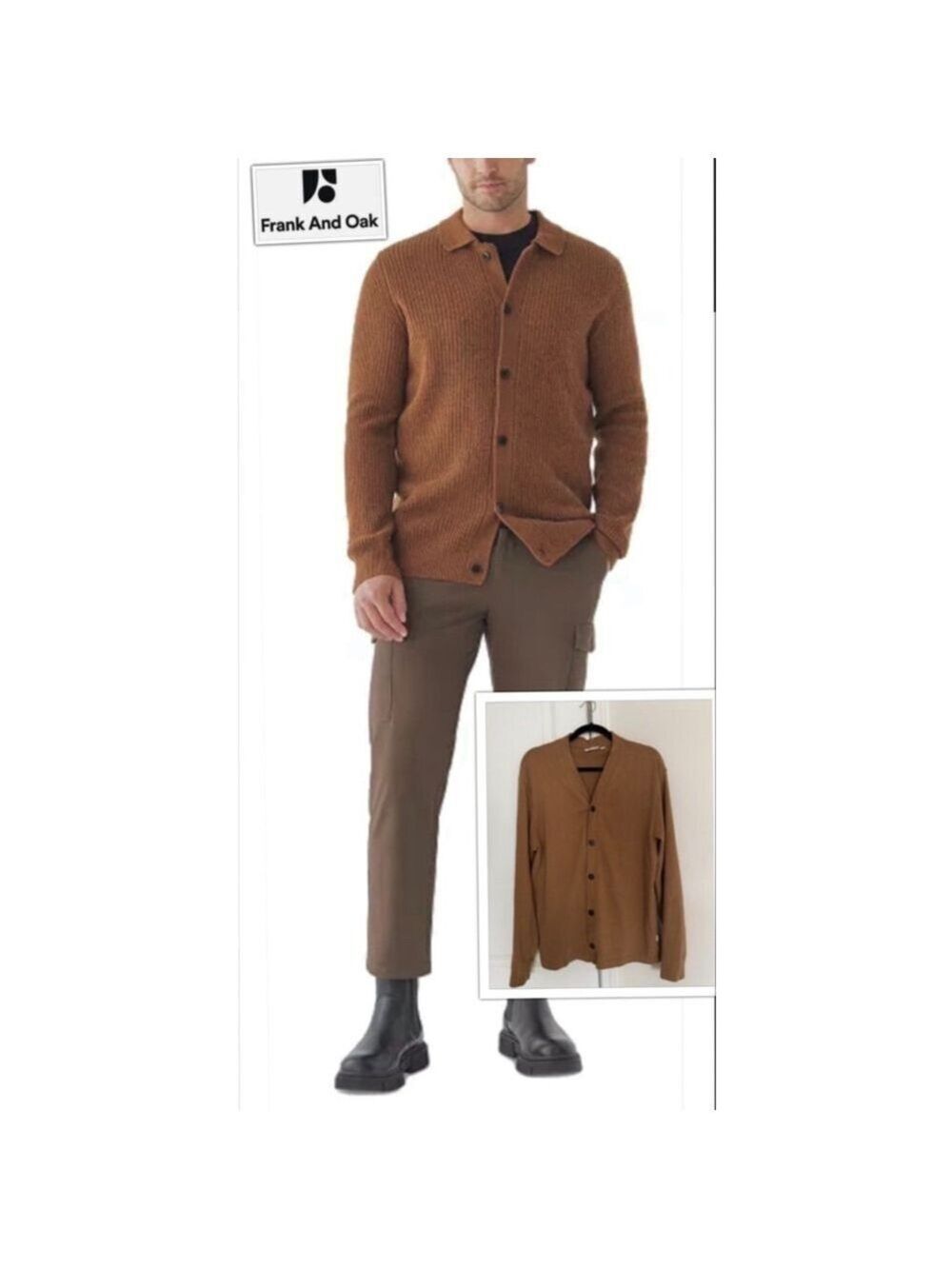 Frank and Oak Hot Professor meets Grandpacore Knit Cardigan Sweater Mens Large